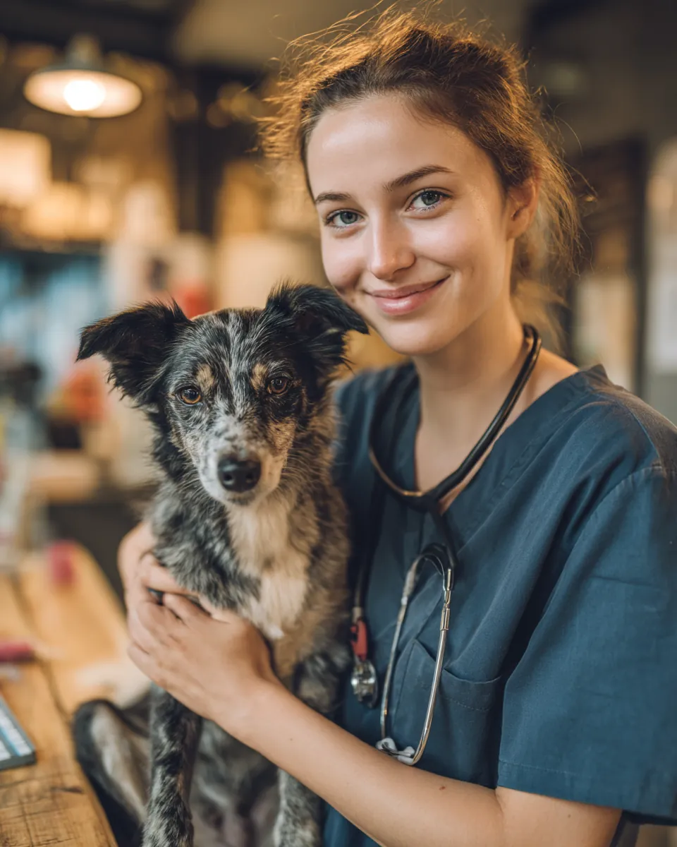 Veterinarian listening with a stethoscope to a mixed-breed dog held by its young owner, illustrating the Northern Star Loan guide to emergency vet bills